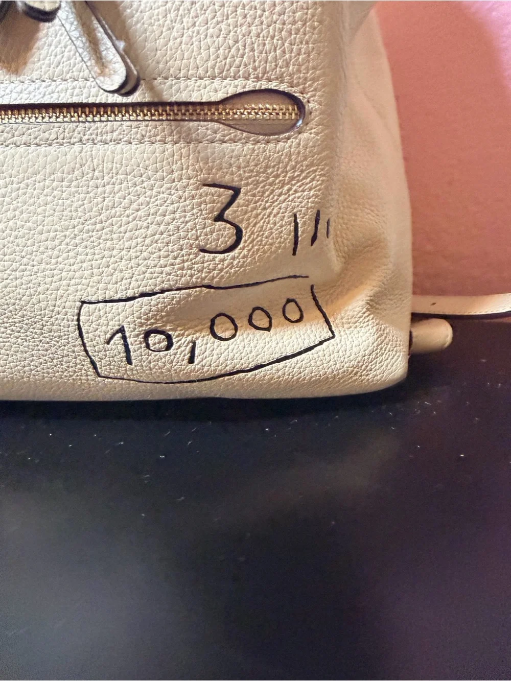 Coach Cream Leather Graffiti Backpack with Gold Hardware